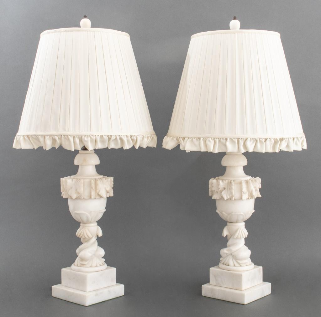 Carrara Marble Urn Form Table Lamp, Pair (1 of 6)