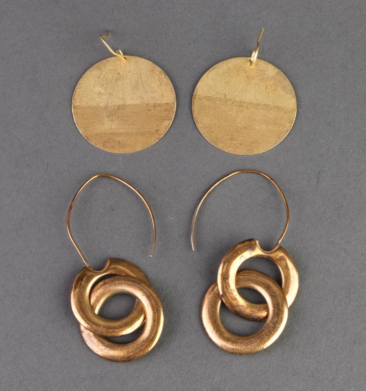 Modern Gold-Tone Disc & Drop Earrings, 2 Pairs (1 of 3)