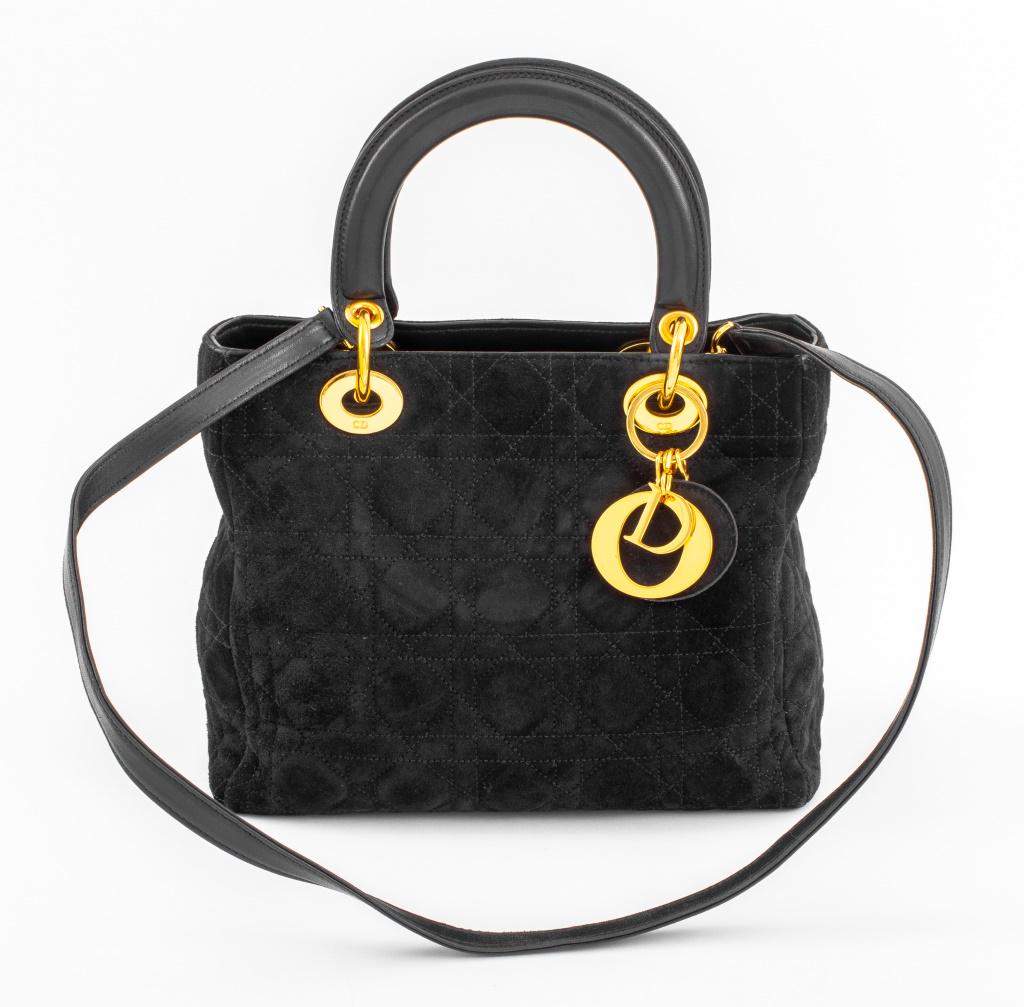 Dior Lady Dior Quilted Black Suede Purse (1 of 6)