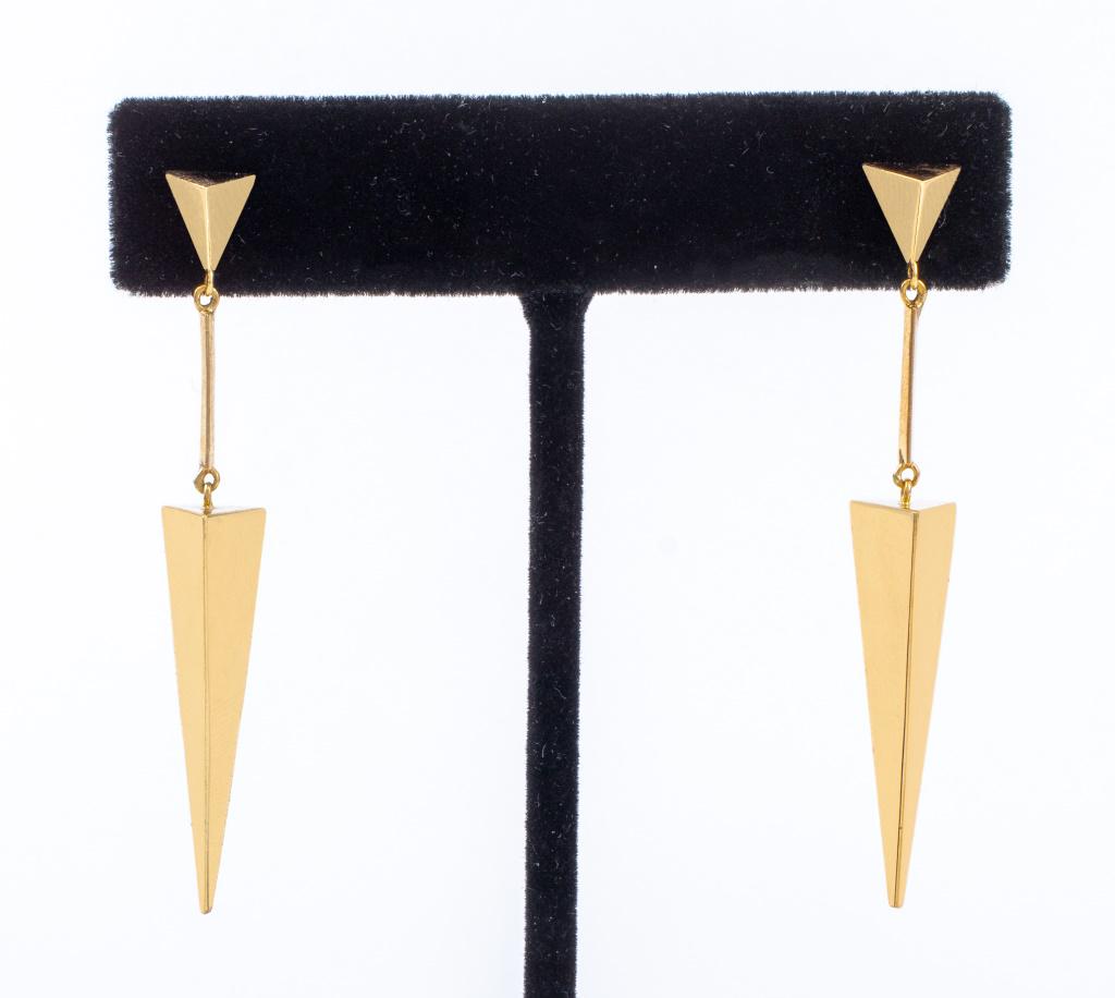 14K Yellow Gold Triangle Drop Earrings (1 of 4)