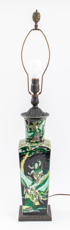 Chinese Famille Noir Porcelain Vase Mounted Lamp (1 of 14)