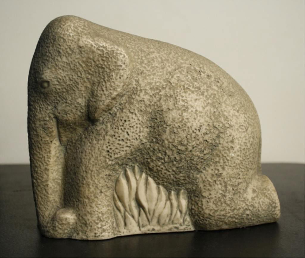 C. Hartwig Carved Elephant: Carved elephant sculpture, Cleo Hartwig (American, 1911-1988), United States; marked. Dimensions: 7-1/2"H x 9"W x 3"D