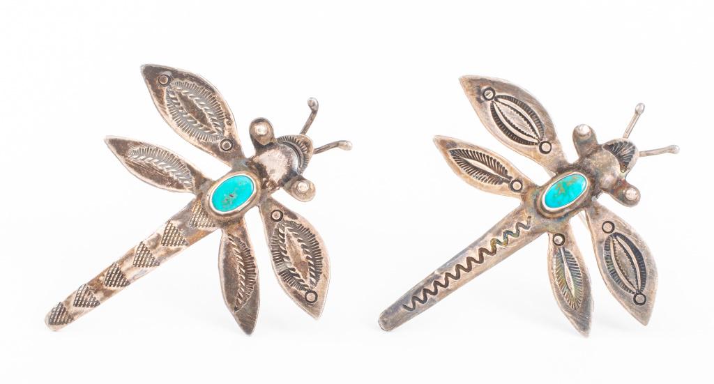 Vintage Navajo Silver Turquoise Dragonfly Pins, 2 (1 of 9)