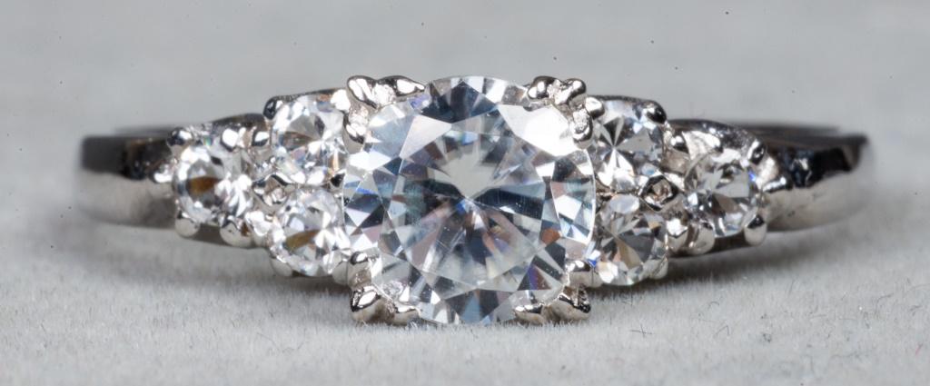 14K White Gold Moissanite & White Spinel Ring (1 of 3)