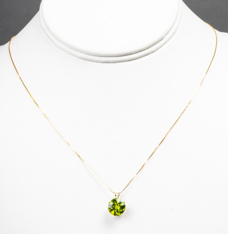 14K Yellow Gold 4ct. Peridot Pendant Necklace (1 of 5)