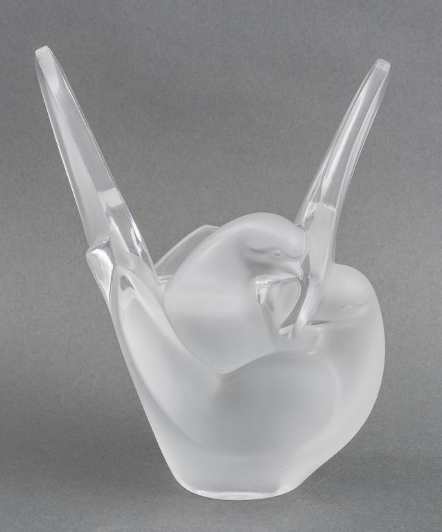 Lalique "Sylvie" Double Dove Frosted Crystal Vase (1 of 9)