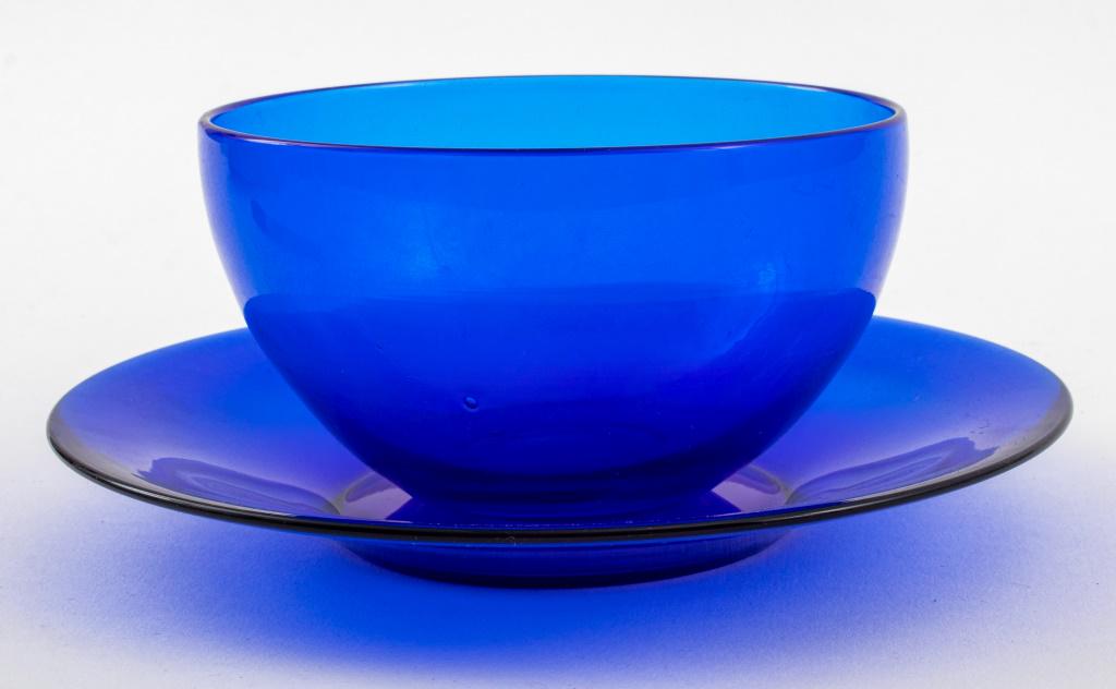 Carder Steuben Flemish Blue Finger Bowl & Plate (1 of 4)