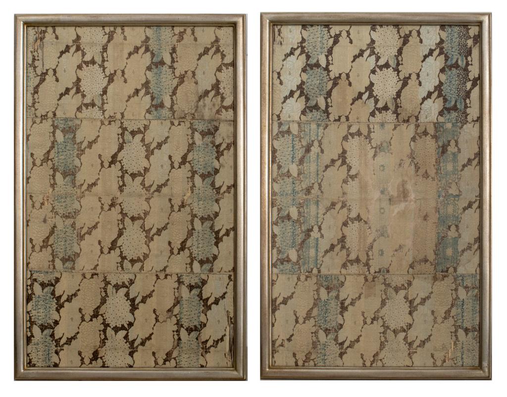 19th Century Floral Hydrangeas Framed Textiles, Pr (1 of 8)