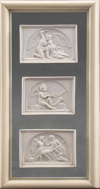 Mounted Bas Relief Bisque Porcelain Plaques, 3 (1 of 5)