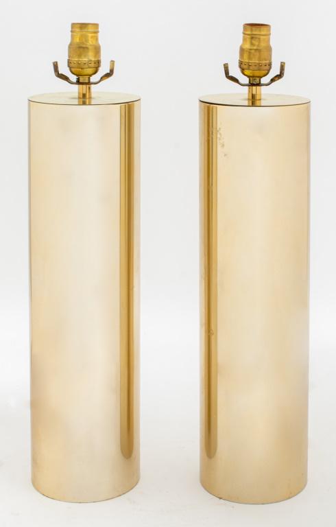Karl Springer Attr. Brass Table Lamps, Pair (1 of 7)