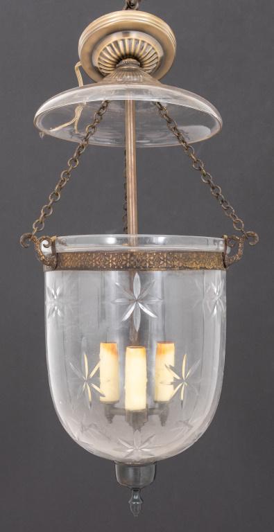 Regency Style Engraved Glass Smoke Bell Chandelier (1 of 6)