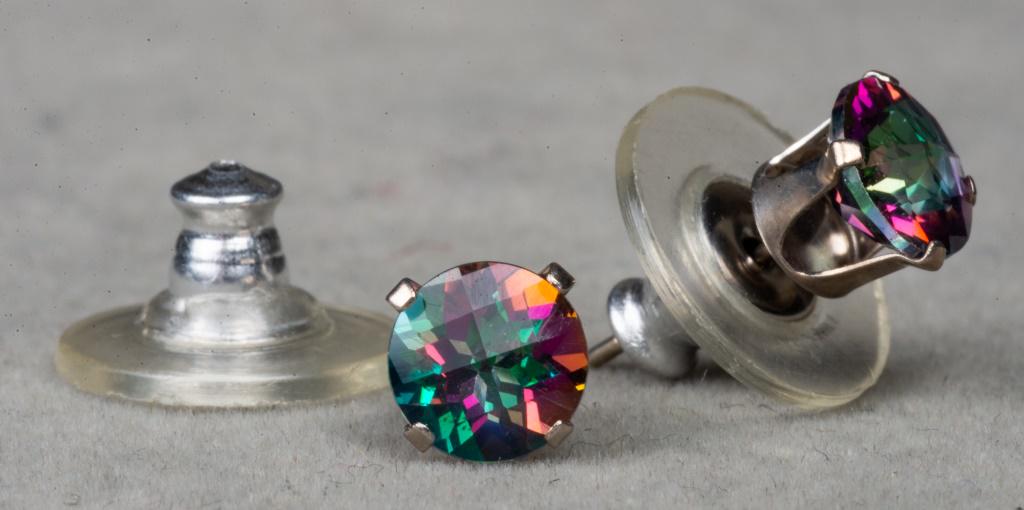 14K White Gold Mystic Topaz Stud Earrings (1 of 4)