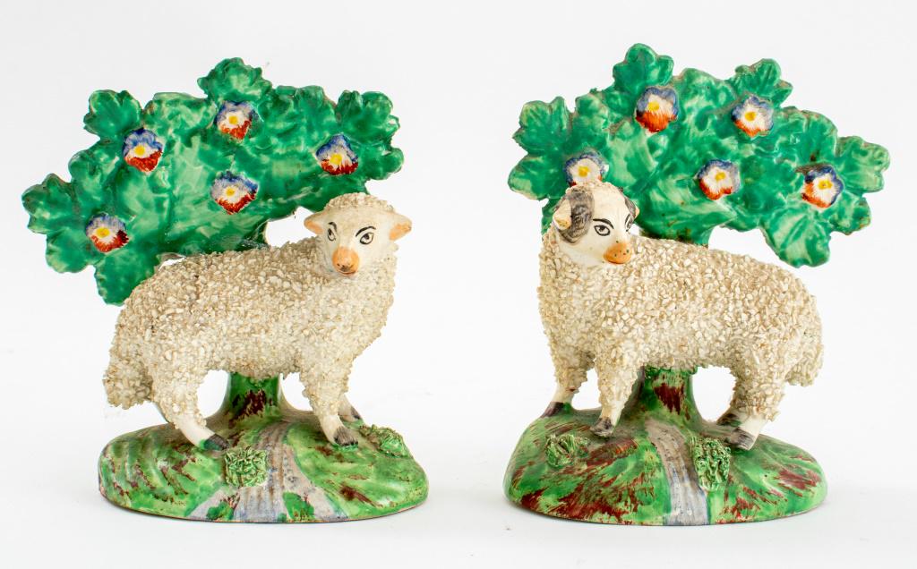 Staffordshire Ceramic Sheep, Pair, ca. 1900 (1 of 9)
