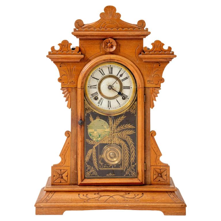 Aesthetic Movement Carved Wood Mantel Clock (1 of 11)