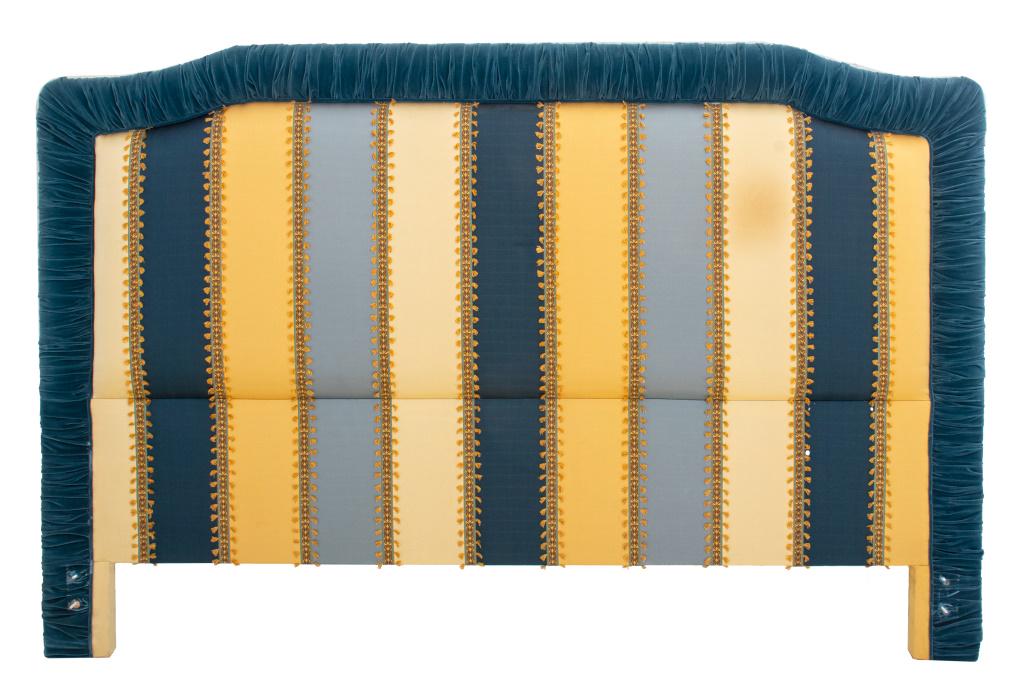 King Size Bed Blue Upholstered Headboard (1 of 6)