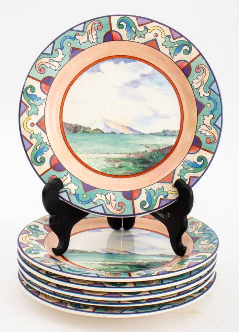 Gien Ceramic "Ottoman" Hors d'Oeuvres Plates, 6 (0321) on Mar 12, 2023