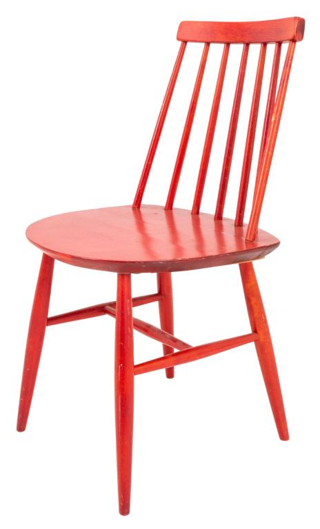 Red Stained Spindle Back Chair (1 of 8)