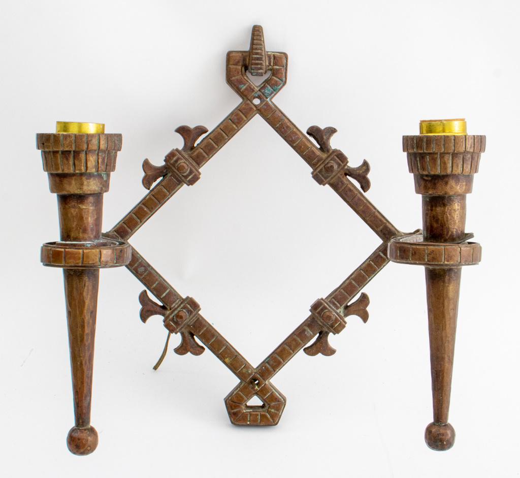 Art Deco Two Light Wrought Iron Sconce (1 of 7)