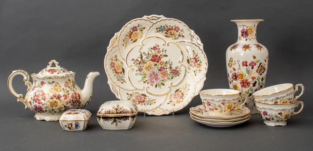 Zsolnay Hand-Painted Floral Porcelain Set, 12 pcs. (1 of 9)