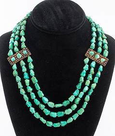 Antique Chinese Export Gilt Silver Turquoise Nckl. (1 of 5)