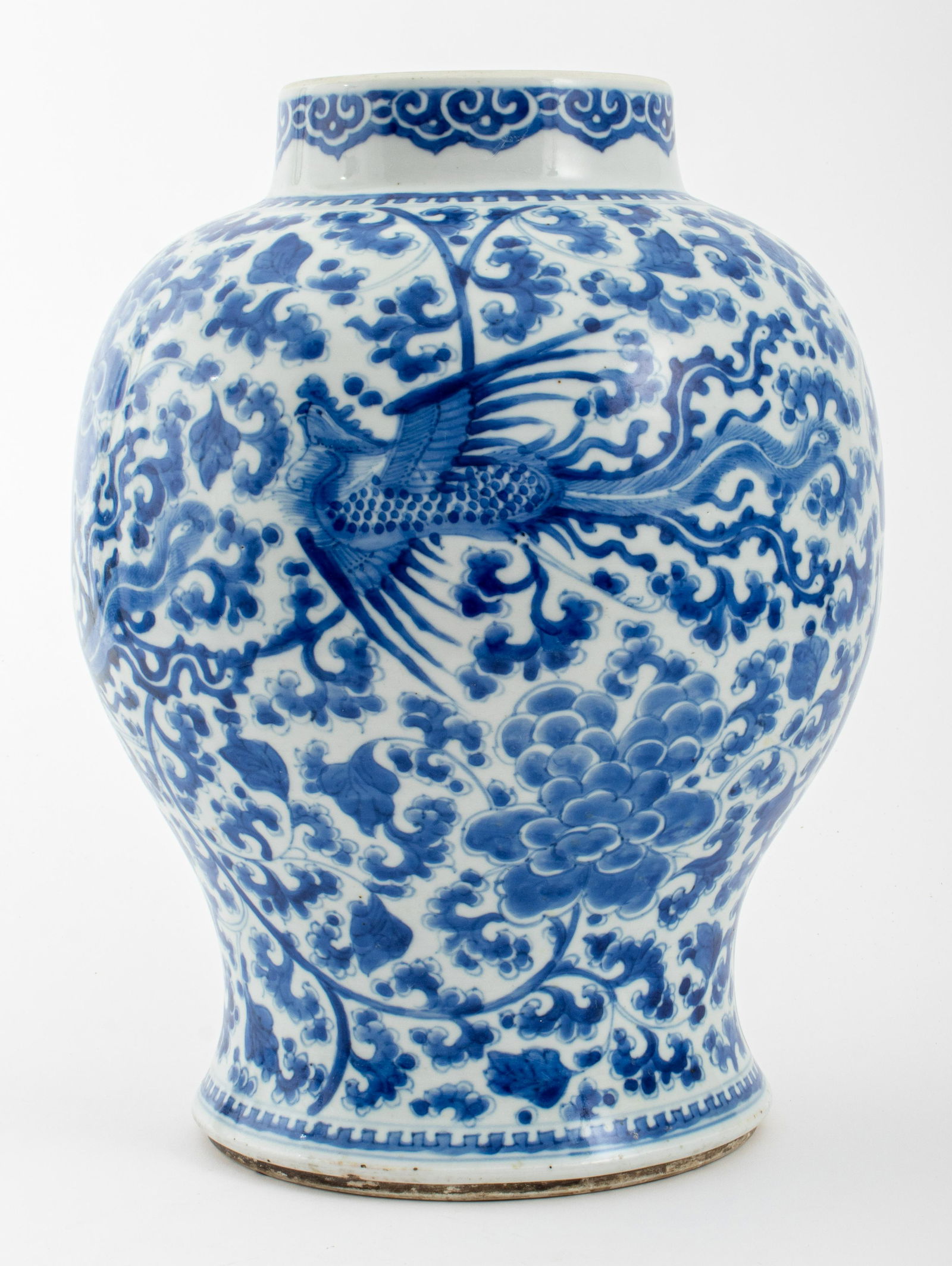 Chinese Qing Dynasty Blue and White Phoenix Vase (1 of 9)