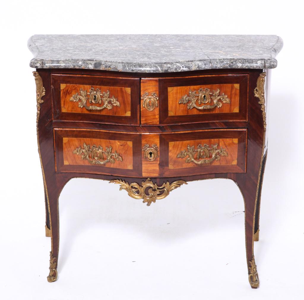 Louis XV Style Inlaid Commode With Marble Top (1 of 7)