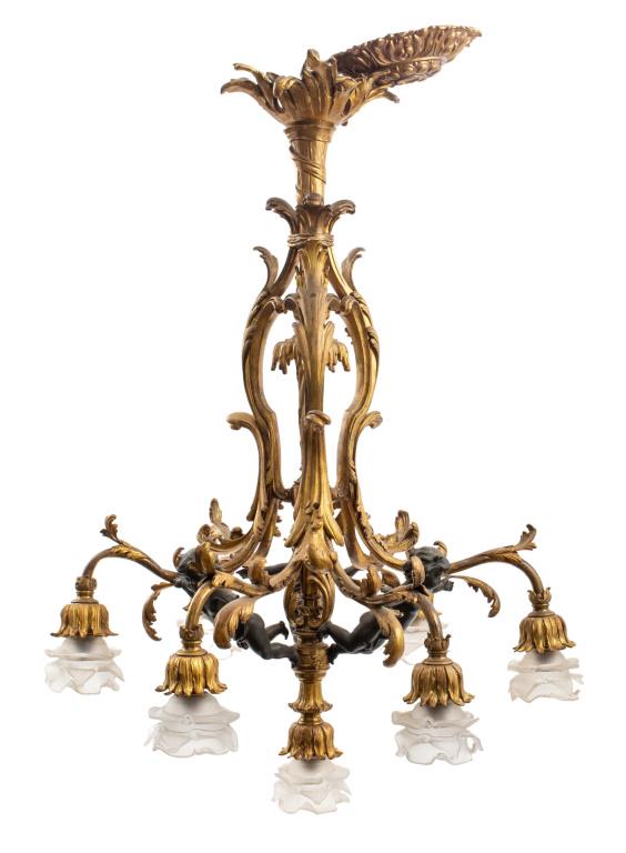French Belle Epoque Ormolu & Putti Chandelier (1 of 12)