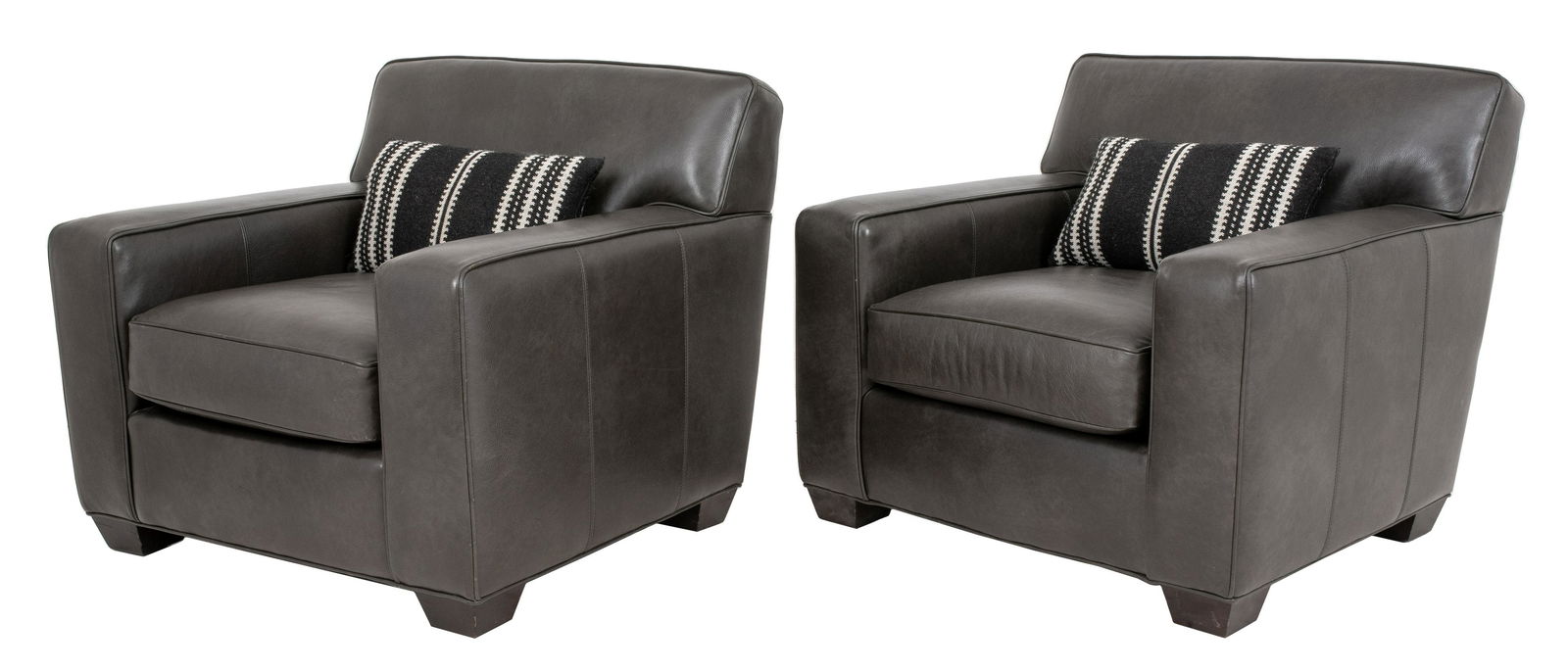 Jacques Adnet Manner Gray Leather Club Chairs, 2 (1 of 8)