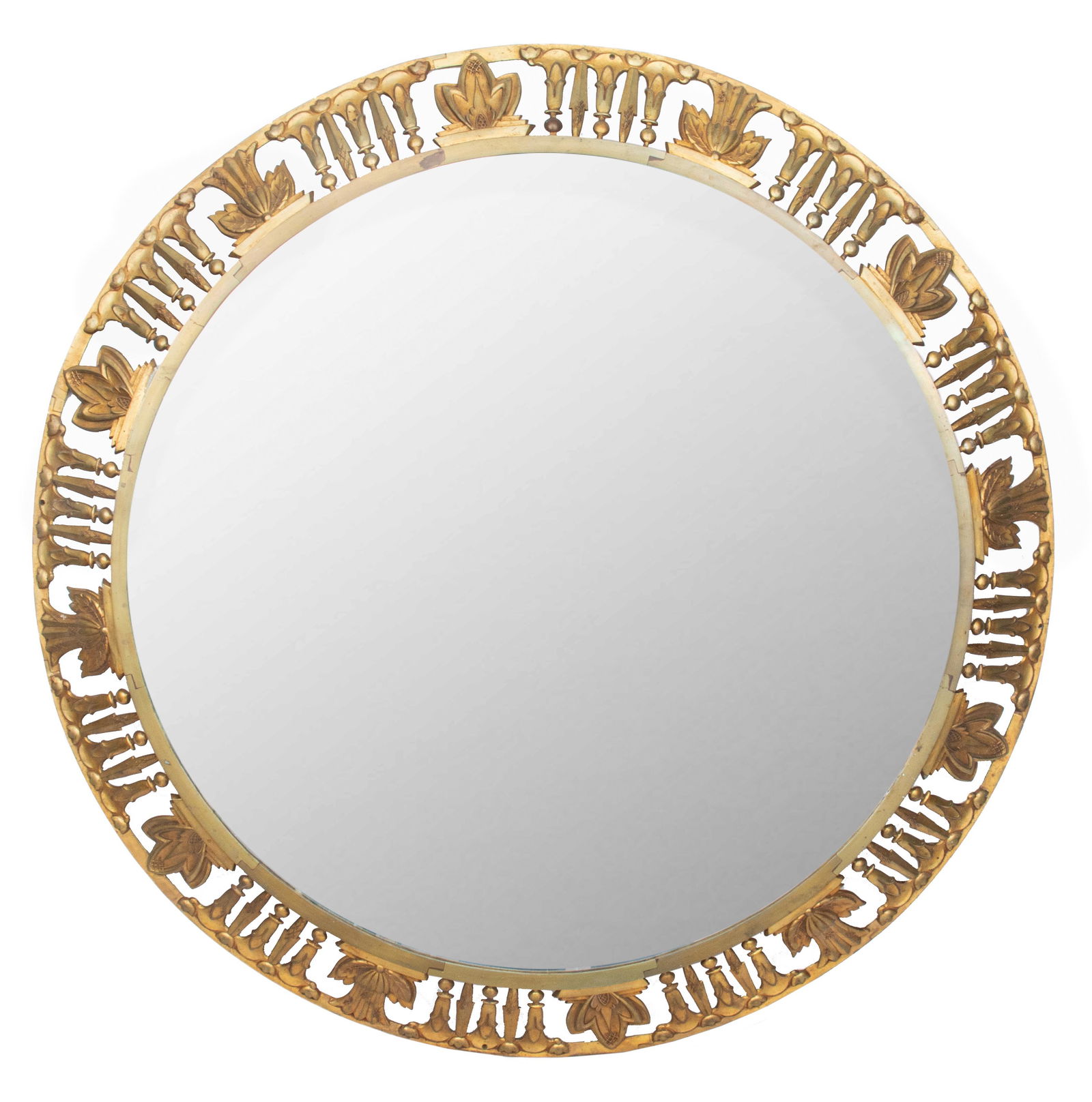 Art Deco Gilt Bronze Round Mirror (1 of 8)