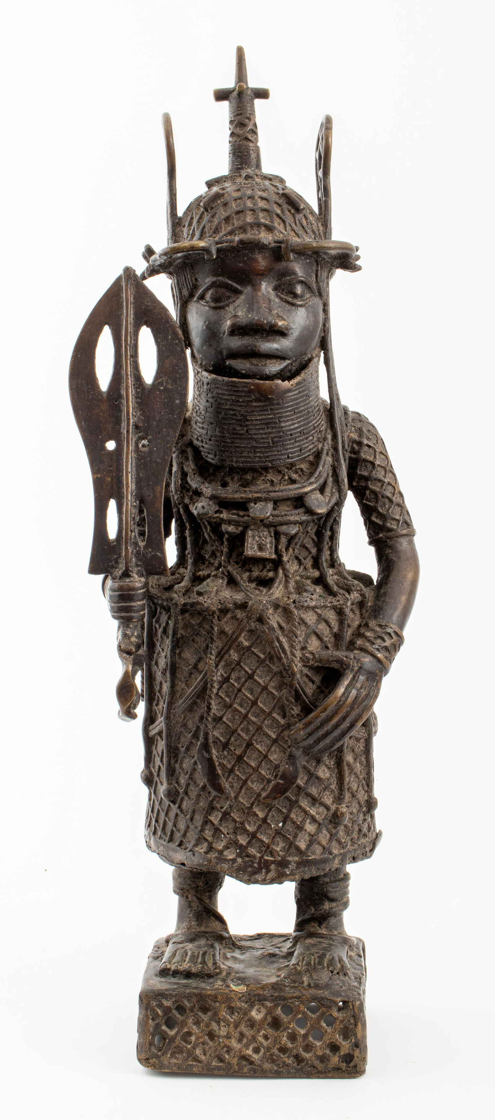 African Benin Bronze Sculpture of Standing Warrior (1 of 15)