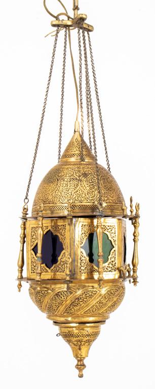 Moroccan Brass and Colored Glass Lantern (1 of 9)