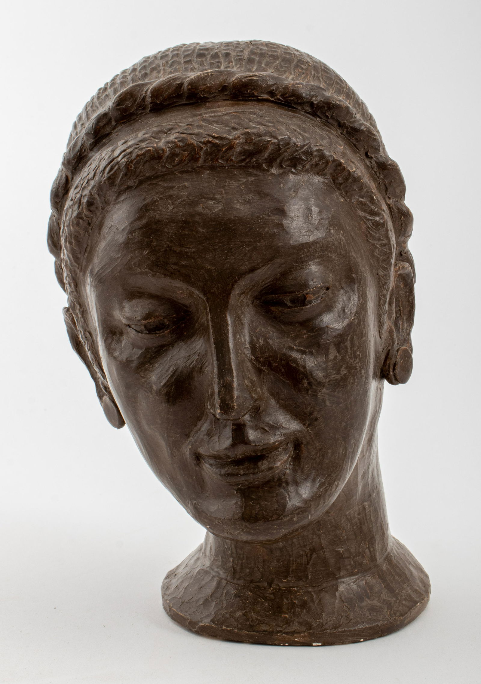 Mid-Century Modern Glazed Ceramic Bust of a Woman (1 of 10)