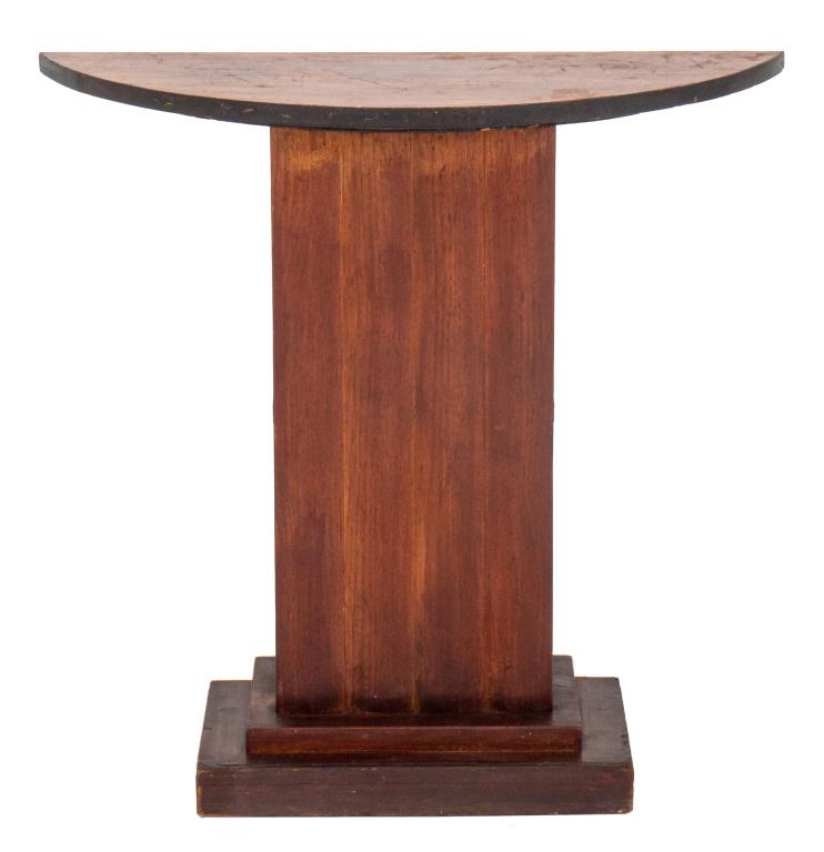 Art Deco Mahogany Demilune Pedestal Console (1 of 6)