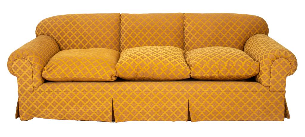 Gold Upholstered Three Seater Club Sofa (1 of 8)