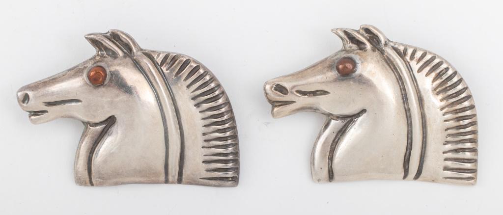 Mexican Silver Horse Pins / Brooches, Pair (1 of 5)