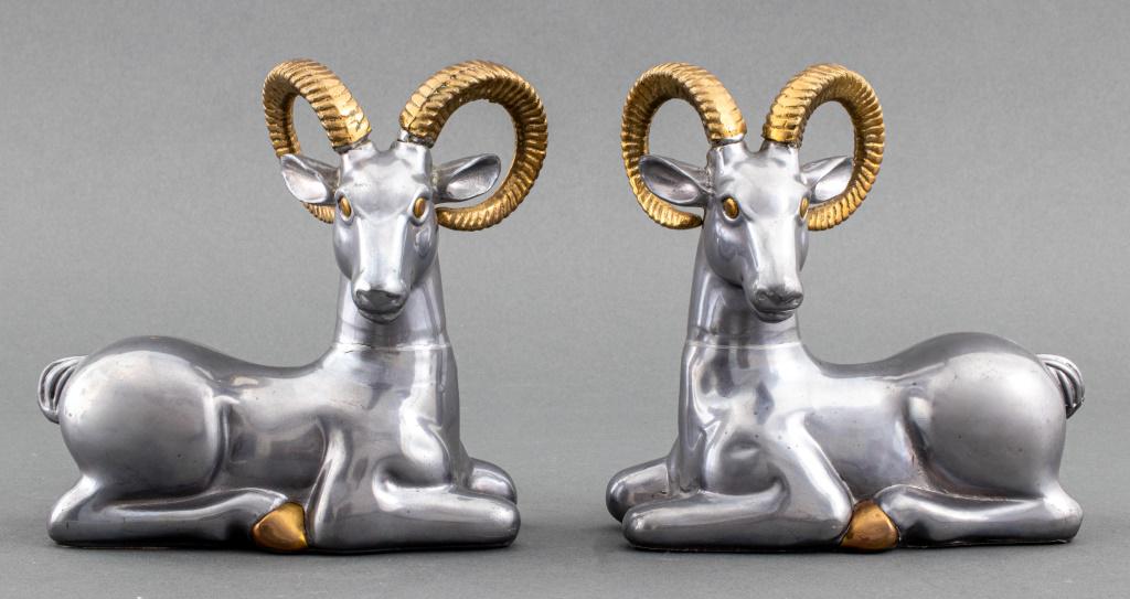 Steel and Gilt Metal Ram Sculpture, 2 (1 of 6)