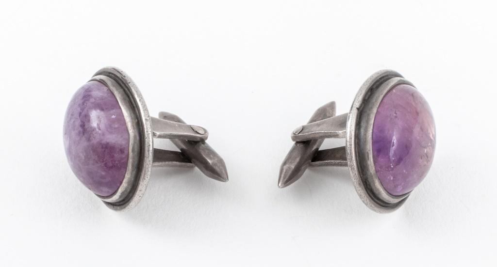 Vintage Hector Aguilar Sterling Amethyst Cufflinks (1 of 7)