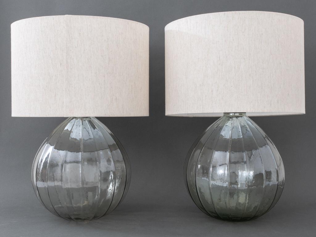 Modern Spherical Iridescent Glass Table Lamp, Pair (1 of 5)