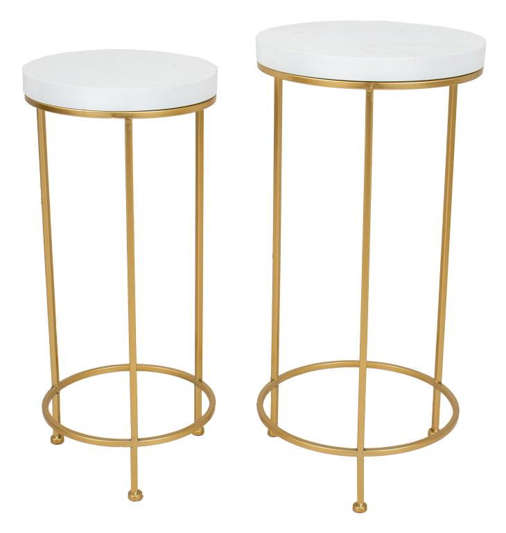 White Topped Giltmetal Stacking Tables, 2 (1 of 6)