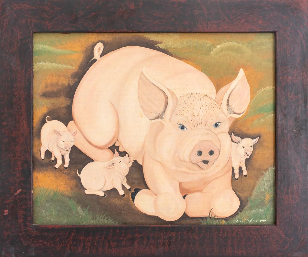 Gina Horsfeld Americana Pig Folk Art Painting (1 of 7)