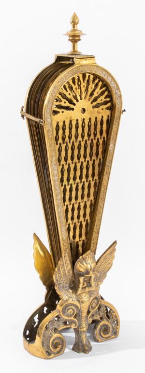 Louis XVI Revival Brass Peacock Fireplace Screen (1 of 11)