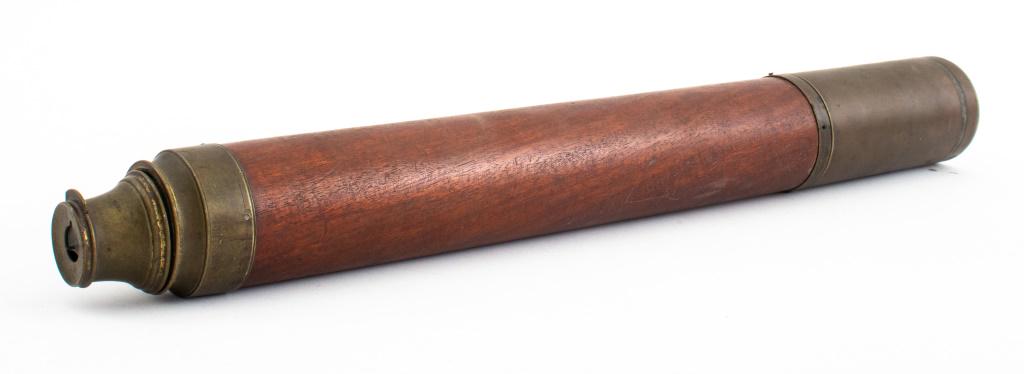 English Brass & Mahogany Telescope, 19th C. (1 of 8)