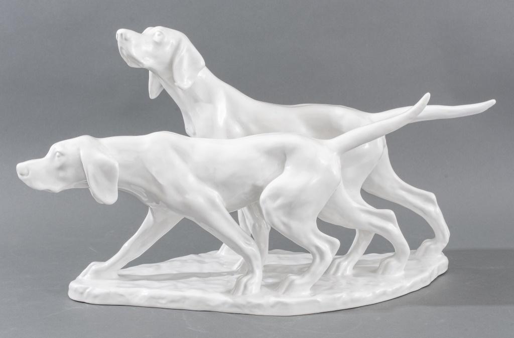 Italian Faenza Biancha Ceramic Hunting Dogs (1 of 11)