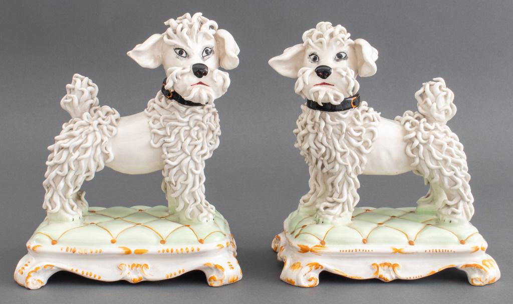Mid-Century Italian Faenza Poodles on Pillows, 2 (1 of 10)