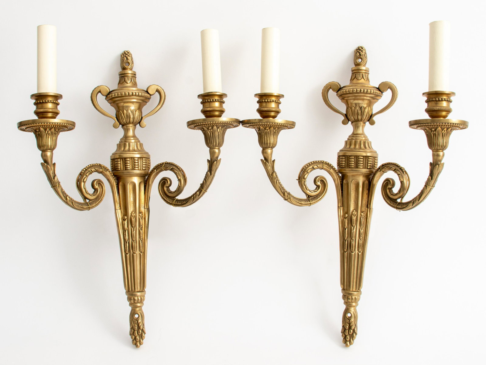 Neoclassical Style Gilt Bronze 2-Arm Sconces, Pr (1 of 11)