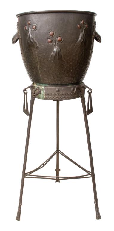 Secessionist Copper & Bronze Jardiniere on Stand (1 of 9)
