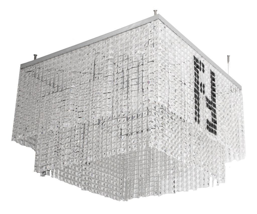 Fendi Casa crystal glass chandelier featuring the monogram of the House of Fendi in black amongst cl (1 of 9)