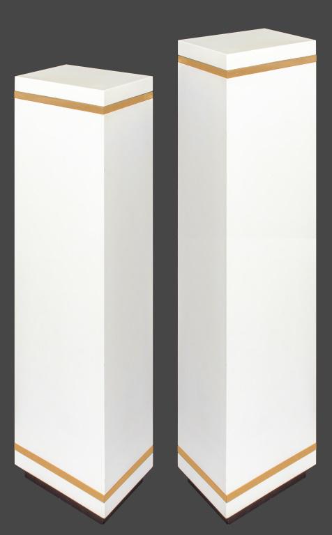 Two Karl Springer (German/American, 1931-1991) Post-Modern rectangular form cream lacquered wood (1 of 3)