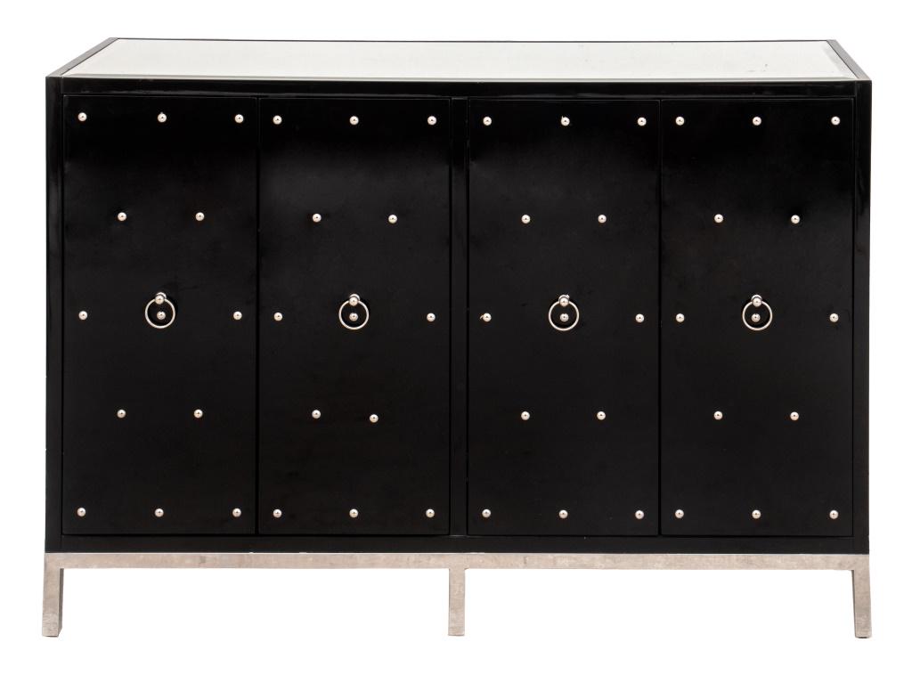 Tommi Anton Parzinger (German, 1903-1981) manner Modern black lacquered studded credenza or (1 of 10)