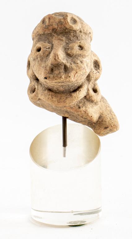 Pre-Columbian Mexican pottery head pre-classic, Vera Cruz, 2 3/4" H. (1 of 6)